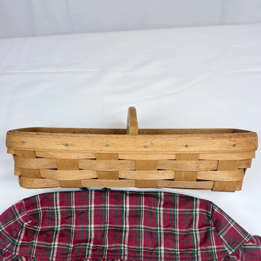 Vtg Longaberger Handwoven Cracker Basket 1991 Signed 2 Fabric Liners Dresden